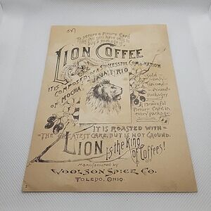 c1880s Woolson Spice Lions Coffee Midsummer Greeting Bird Hay Bale Trade